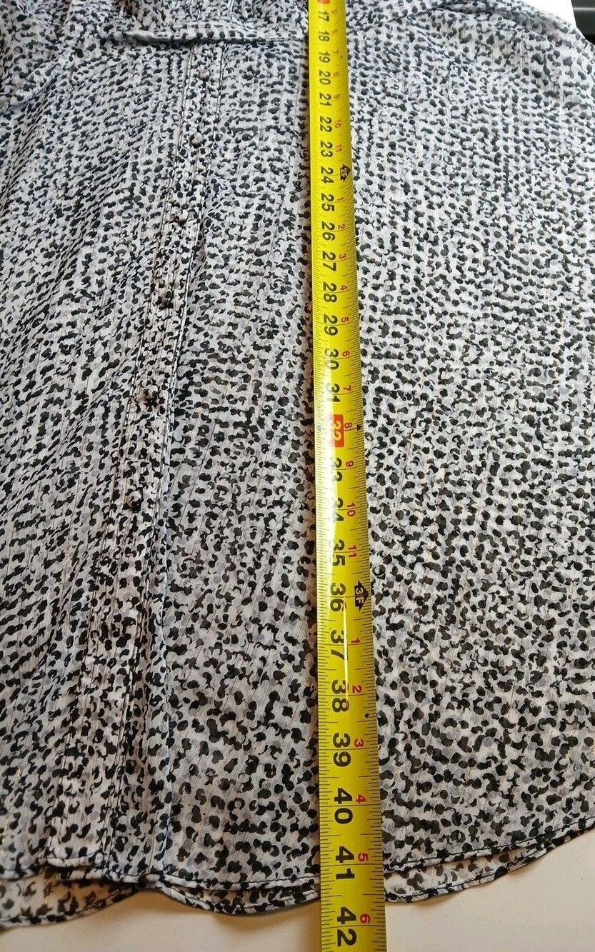 Nanette Lepore Sheer Button 3/4 Sleeve Midi Dress Shimmery Metalic Spotted 8 - Picture 12 of 12